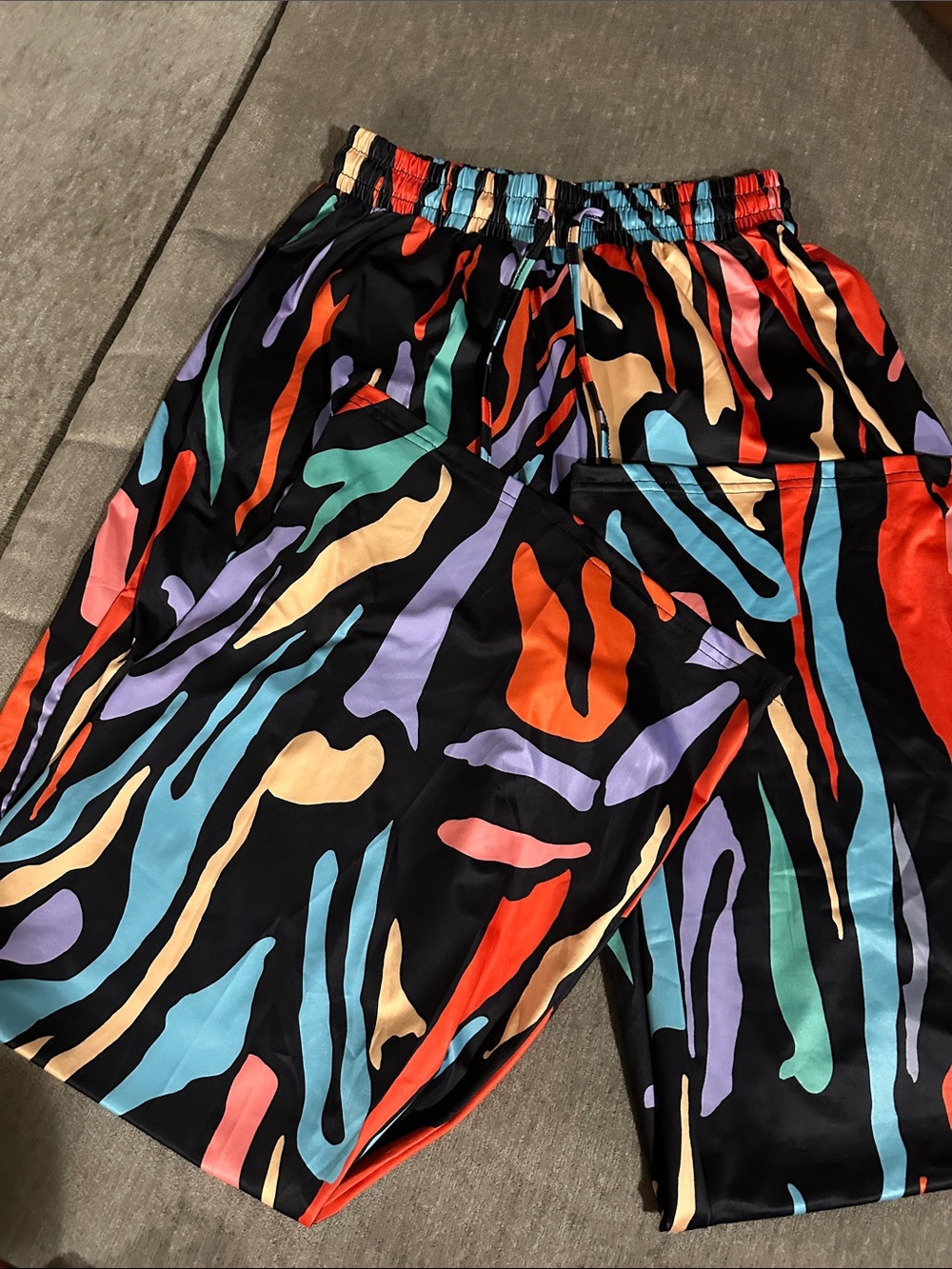 Fashion Nova Black Multicolor Wide Leg Pants Set